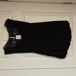 NWT Free People Sleeveless Rayon & Lace Black Top - Large